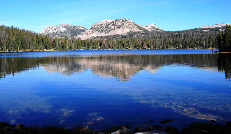 Mirror Lake itself, surrounded by the Uinta Mountains